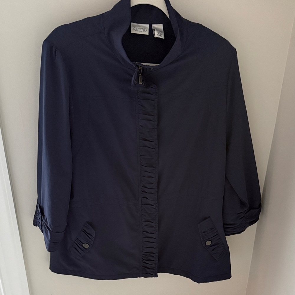 Chicos Navy lightweight Jacket 3/4 sleeves Sz10/12‎